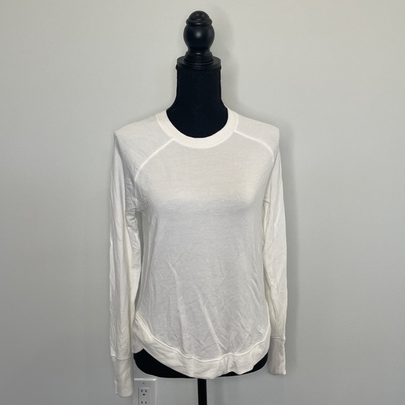 Athleta White Long Sleeve Crew Neck Top - Picture 1 of 7